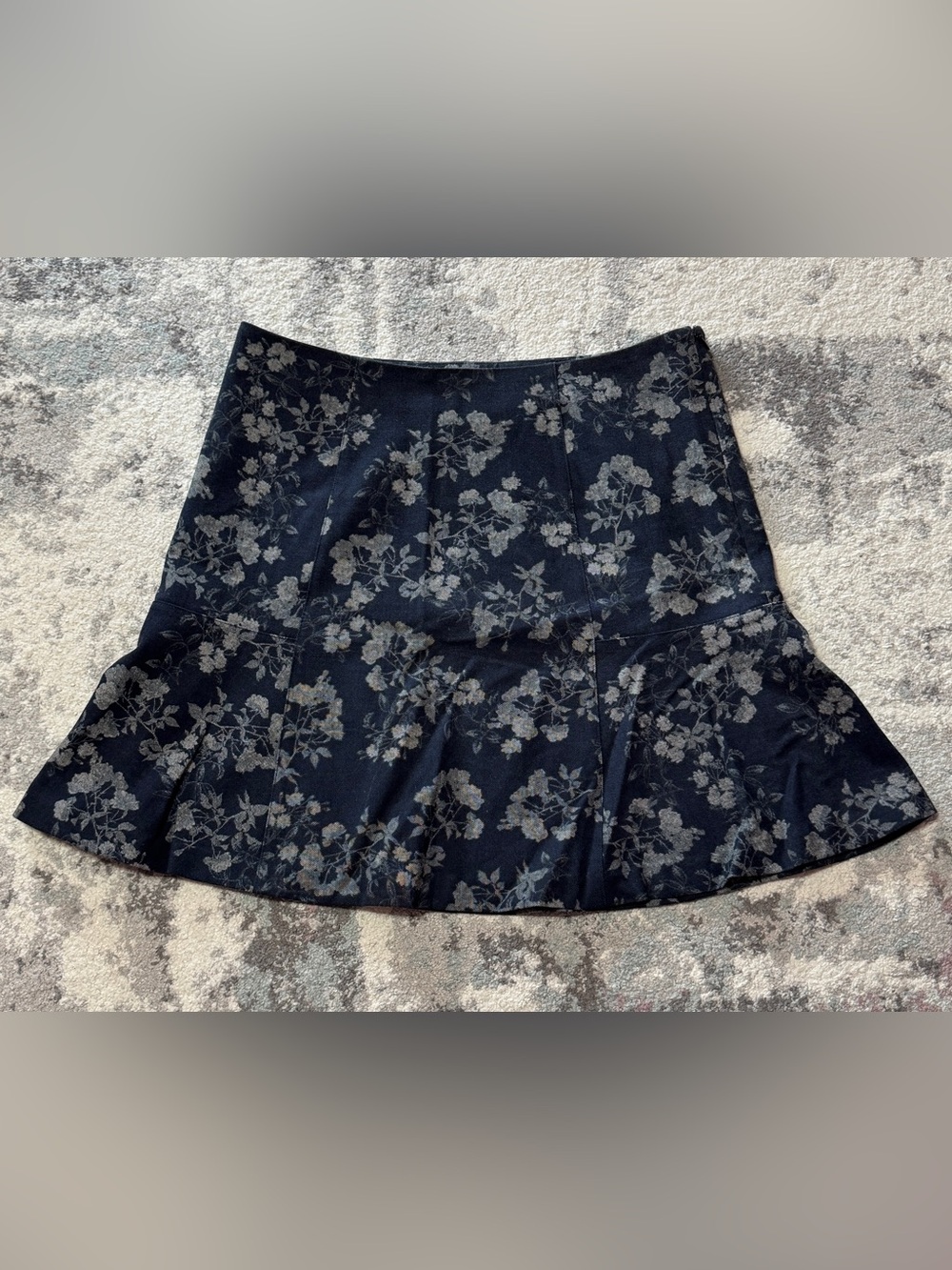 Banana Republic Black Floral A-Line Mini Skirt